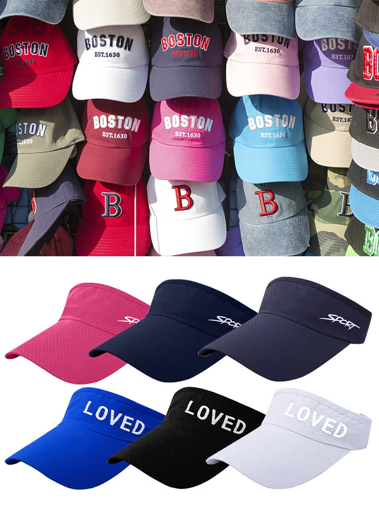 Promotional Wholesale Custom Logo Cotton Sport Embroidery Baseball Cap Customized Fashion 6 Panel Metal Buckle Flat Visor Mesh Panel Plain Snapback Golf Hat Cap