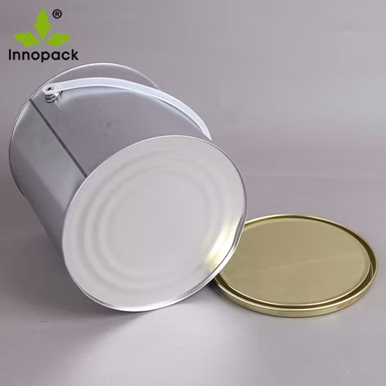 Seau rond en étain de 1 L avec couvercle scellé et poignée en plastique pour utilisation de peinture
