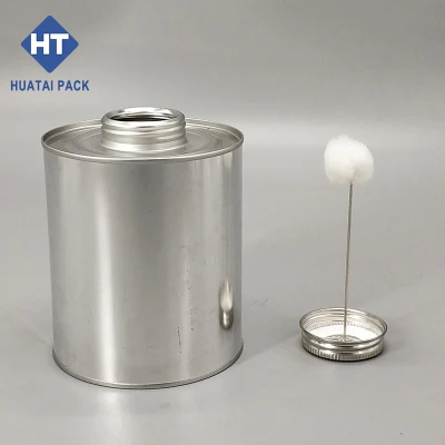 Boîte de conserve personnalisée en métal ronde vide de 16 oz, boîtes monotop de colle PVC de 473 ml avec 1
